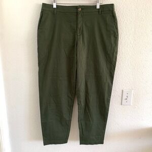 Pact Organic Cotton Olive Green Tapered Cropped Pants Womens Large NWT
